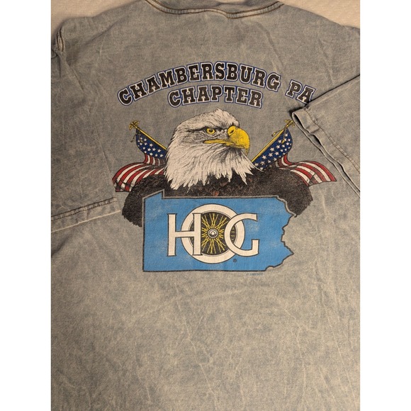 Harley-Davidson Other - Harley Davidson Owners Grp VTG Made USA Men Lrg Blue T-Shirt Patriotic USA Eagle